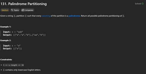 Palindrome Partitioning