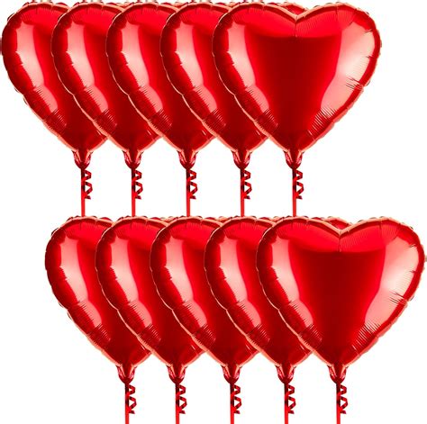 Amazon 10pcs Red Heart Balloons Heart Shape Foil Mylar Balloons