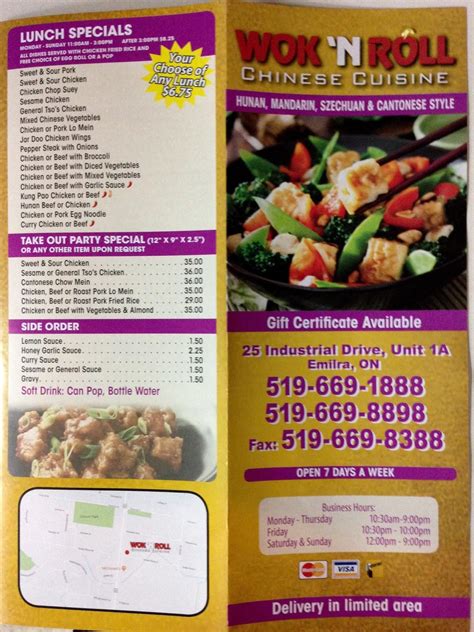 Menu at Wok 'N Roll restaurant, Elmira