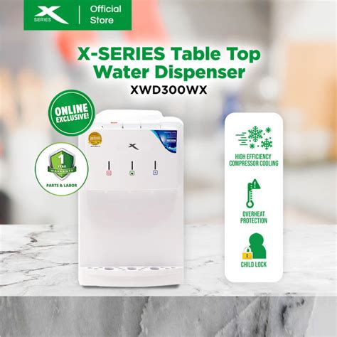 X SERIES Table Top Water Dispenser Hot Cold Overheat Protection Compressor Cooling White