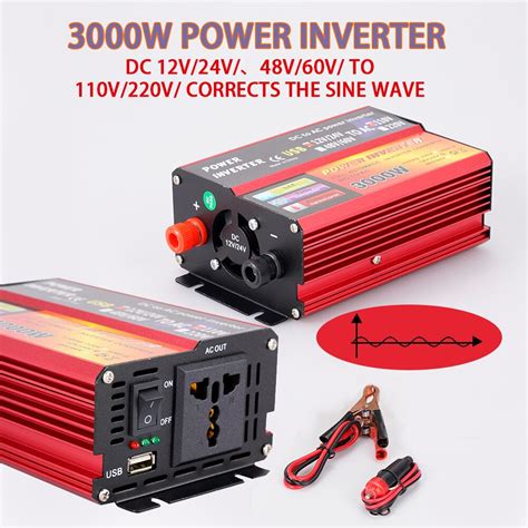 3000w Peak Solar Inverter 12v 220v Voltage Converter Transformer Dc 12v24v 48v60v To Ac 110v