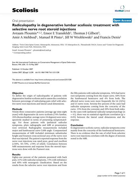 (PDF) Radiculopathy in degenerative lumbar scoliosis: treatment with ...