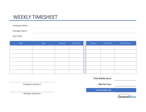 Excel Weekly Timesheet Template