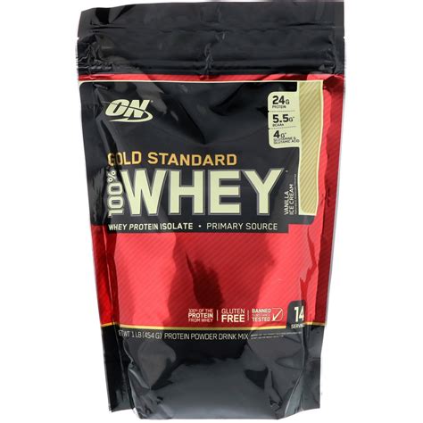 Optimum Nutrition Gold Standard 100 Whey Vanilla Ice Cream 1 Lb 454 G By Iherb