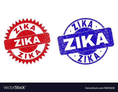 Zika Rounded And Rosette Stamp Seals With Unclean Vector Image