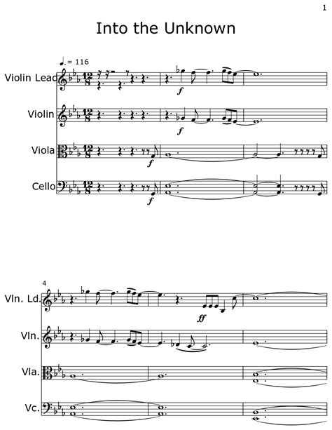 Into The Unknown Sheet Music For Violin Lead Violin Viola Cello