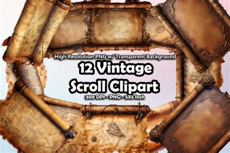 12 Vintage Scroll Clipart PNG Graphic by printztopbrand · Creative Fabrica