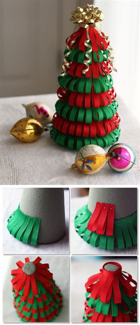 Diy Ribbon Christmas Tree Would Be Cute With Glitter Rib