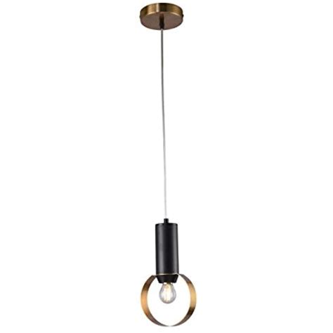 Bethel International Single Pendant Lighting Black Gold Metal