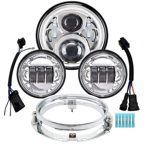 Alyoned 7 Inch Motorcycle Led Headlight 4 5 Fog Passing Lights Dot Kit Compatible With Harley