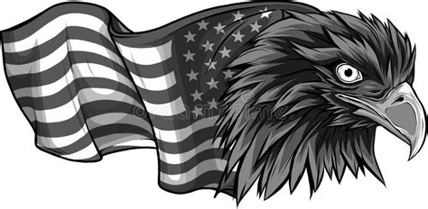 Monochromatic Illustration Of Eagle Head With American Flag Stock Vector Illustration Of