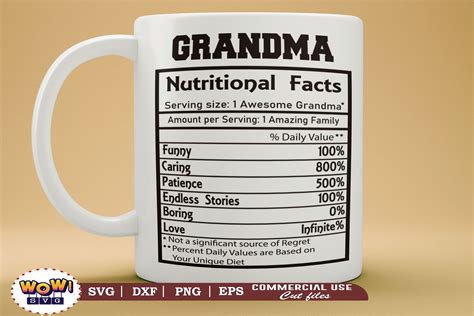 Grandma Nutrition Facts Svg