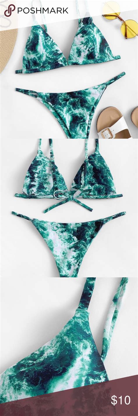 Marble Print Triangle Cheeky Bikini Cheeky Bikinis Bikinis Print Bikini