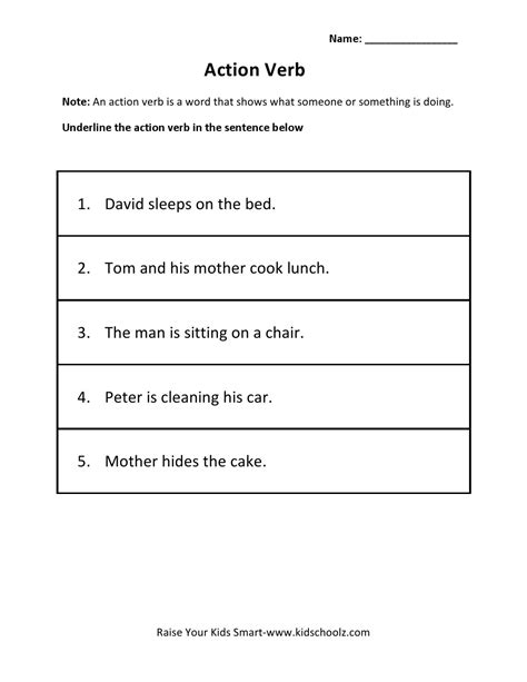 Verbs Worksheets Grade 2