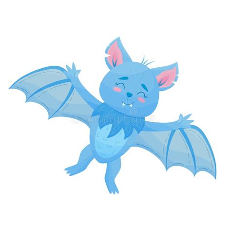 Cartoon Cute Blue Bat Stock Vector Illustration Of Purple