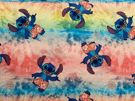 Disney Fabric Lilo And Stitch Fabric Cotton Fabric Fat Etsy