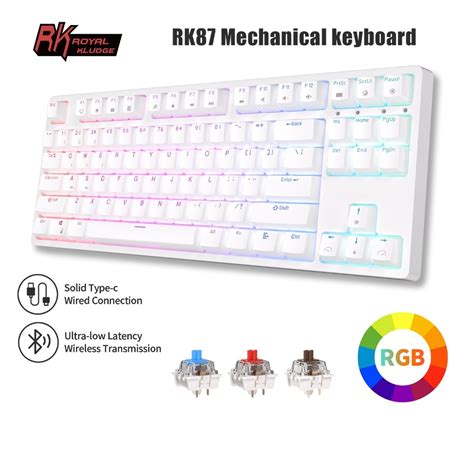 Jual Royal Kludge Rk87 87 Tombol Hot Swappable Kabel Rgb Backlit 3Mode Gaming Komputer Keyboard