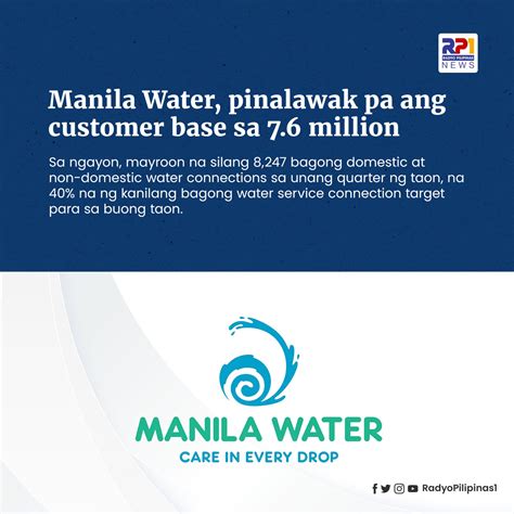 Manila Water Pinalawak Pa Ang Customer Base Sa 7 6 Million Radyo