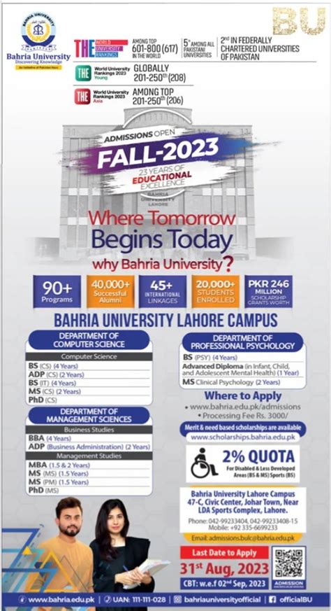 Bahria University Bs Adp Ms Phd Admissions Private Admissions