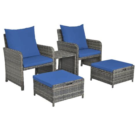 Uixe Piece Outdoor Brown Rattan Wicker Patio Conversation Sofa