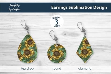 Sunflower Earring Sublimation Design Png Graphic By Templates By