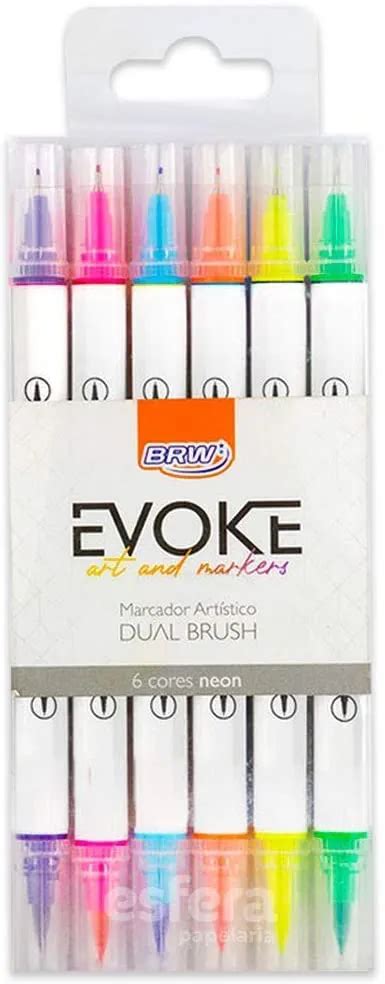 MARCADOR ARTÍSTICO EVOKE DUAL BRUSH PEN BLISTER C 6CORES Sophie