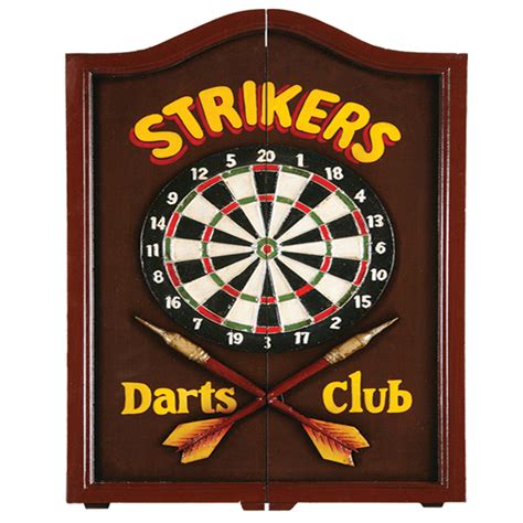 Homesahel Solid Wood Strikers Dartboard Cabinet For Game Room Hand