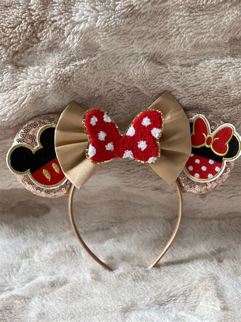 Minnie Mouse Ears With Chenille Patches Etsy