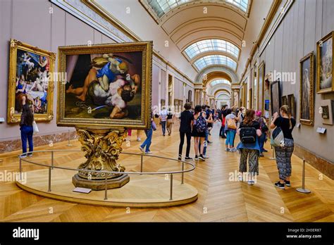 France Paris Louvre Museum Italian Paintings Room Stock Photo Alamy