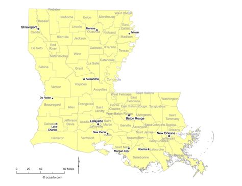 Louisiana State Maps: Parishes, Cities, Federal Lands, and Ecoregions