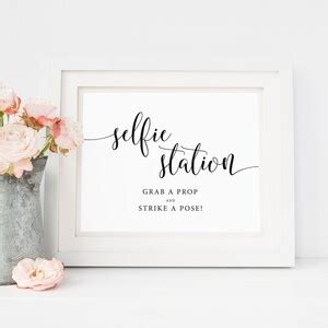 Selfie Station Sign Printable Wedding Photo Booth Sign Strike A Pose