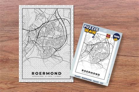 Puzzel Kaart Roermond Zwart Wit Legpuzzel Puzzel 1000 Stukjes