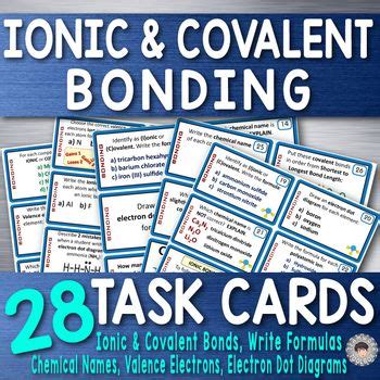 Ionic Covalent Bonding Chemistry Task Cards Covalent Bonding