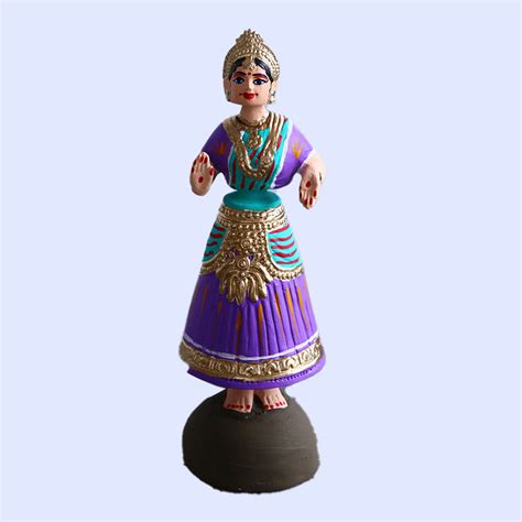 Thanjavur Dancing Doll Rani 14 Inch Violet Color Thanjavurbommai