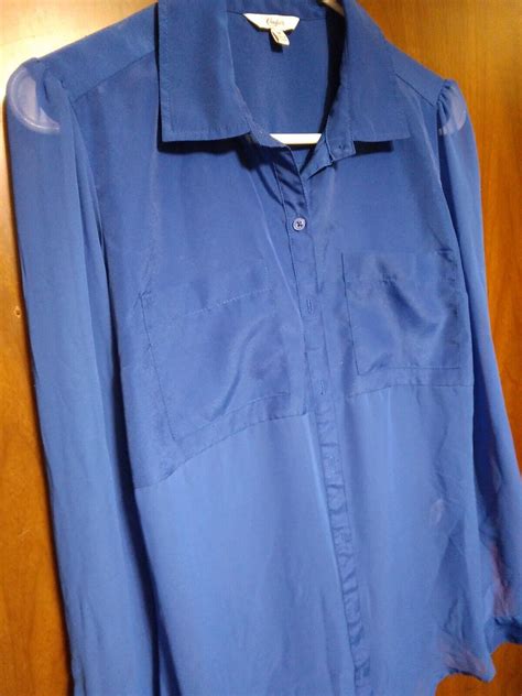 Candies Size M Blue Sheer Button Up Shirt Ebay