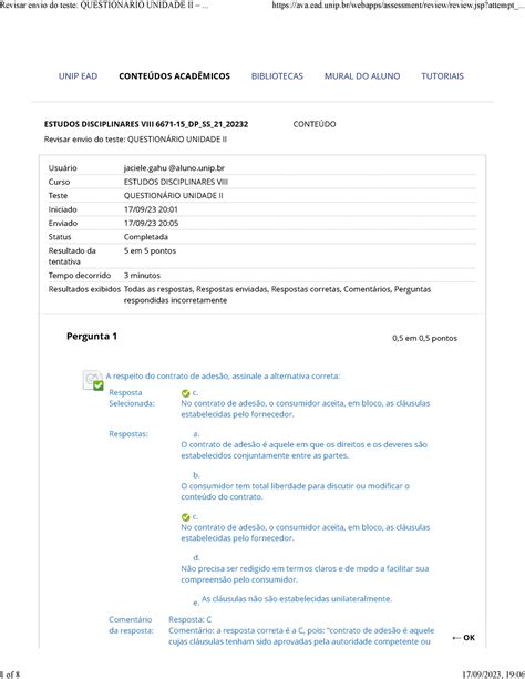 Question Rio Unidade Ii Estudos Disciplinares Viii Revisar Envio Do