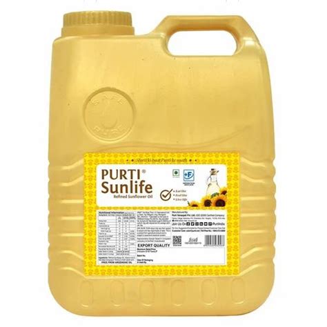 15 Litre Purti Sunlife Refined Sunflower Oil Packaging Type Can At Rs