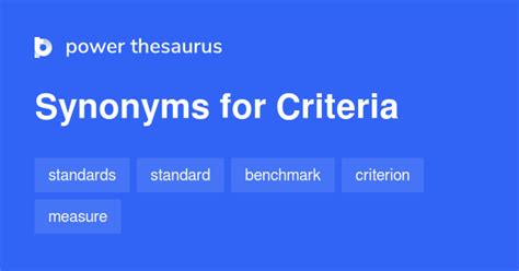Synonyms of Criteria Synonym Words for Criteria