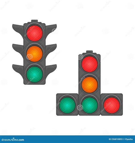 A Set Of Two Traffic Lights With Different Arrangement Of Sections