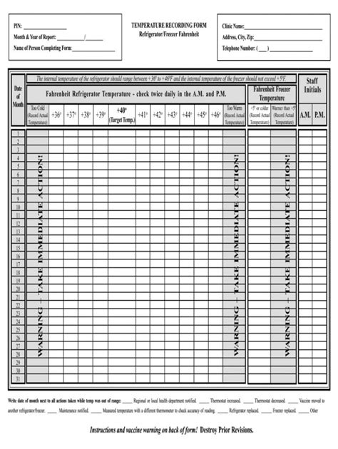 temperature record form fill online printable fillable refrigerator temperature log template ...