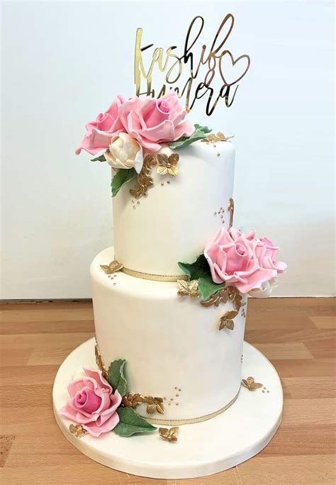 Gold And Pink Rose Engagement Cake Bay Tree Cakes