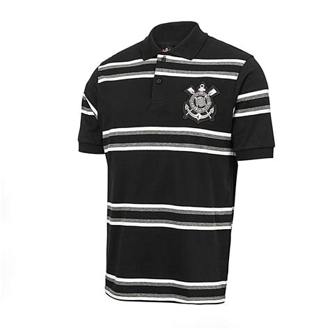 Camisa Polo Corinthians Platinum Listrada Masculina