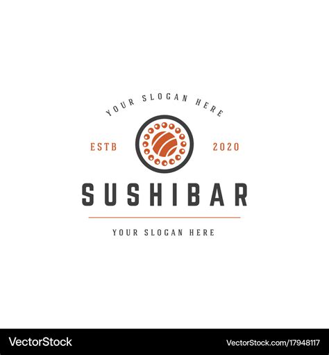 Sushi Shop Logo Template Object And Icons Vector Image