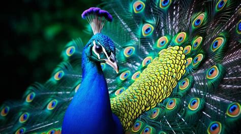 Premium Photo Majestic Peacock Displays Vibrant Colors In Close Up Nature