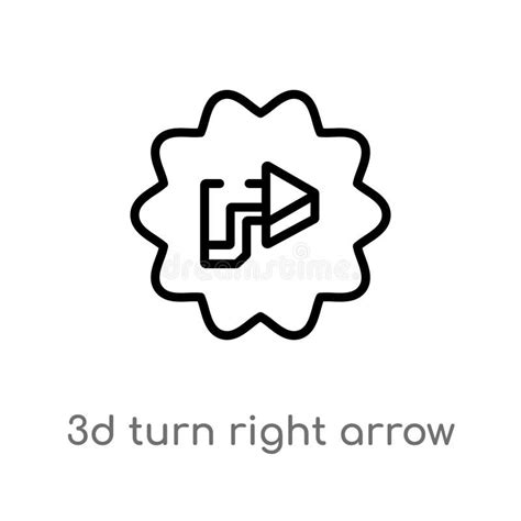 Outline Turn Right Vector Icon Isolated Black Simple Line Element