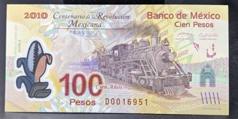 Mexico Pesos P Polymer Revolution Commemorative Train Unc