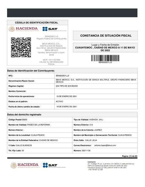 CSF BBVA México - ayuda - Página [1] de [3] CÉDULA DE IDENTIFICACIÓN
