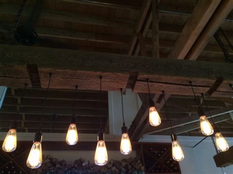 Huge Rustic Industrial Chandelier With Reclaimed Wood Beam ID Lights