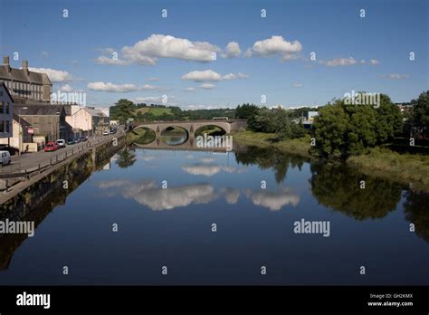 carmarthen road bridge reflected  river towy stock photo alamy