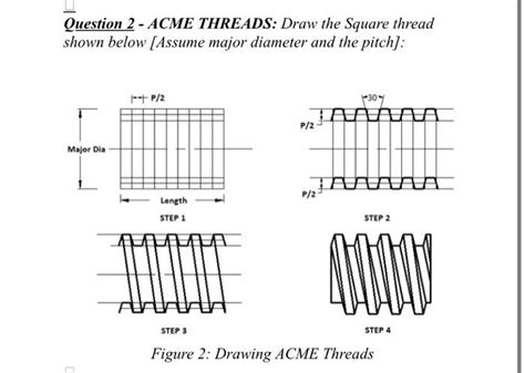 Solved Question 2 ACME THREADS Draw The Square Thread Chegg